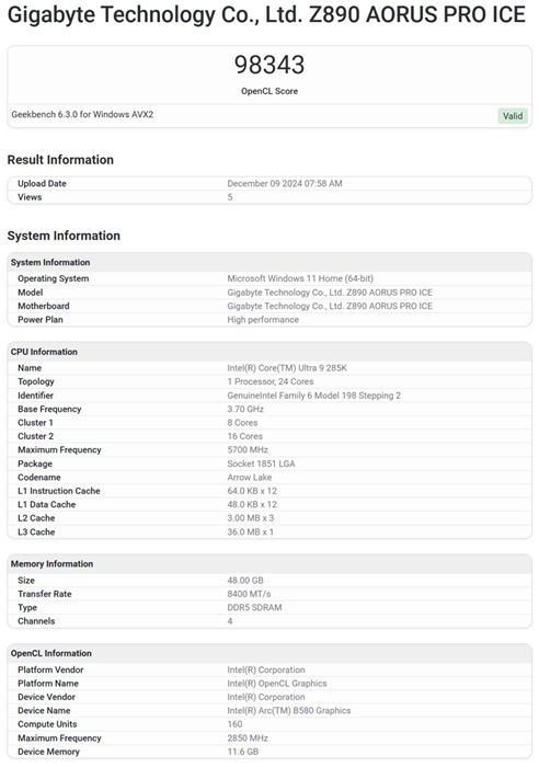 Intel Arc B580性能提前曝光，跑分超越RTX 4060和RX 7600 XT