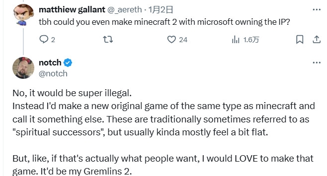 《Minecraft》之父Notch要重返遊戲世界，《Minecraft 2》精神續作有望誕生？
