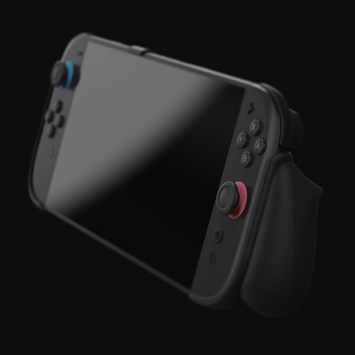 任天堂 Switch 2 周邊外殼顯示可能會新增手把握把，不用怕掌機砸臉了