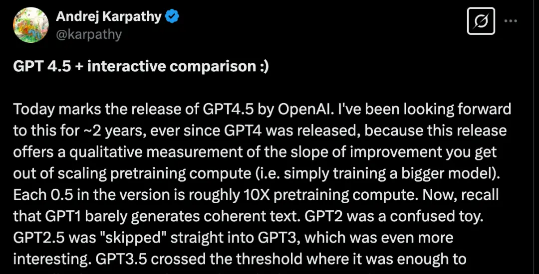 AI大神Andrej Karpathy 實測 GPT-4.5：更像人類了！驚喜有，但提升幅度微妙