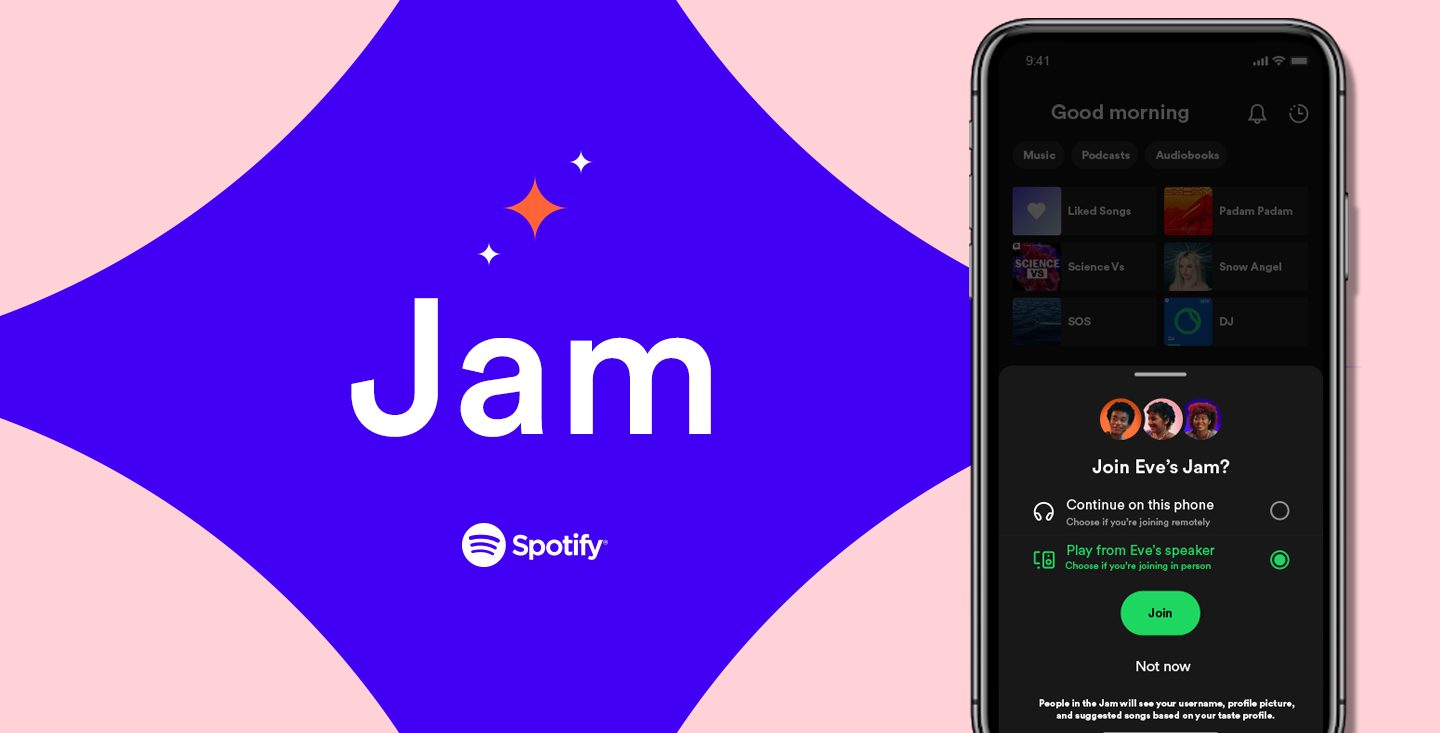 Spotify的「Jam」功能，是讓用戶能即時與朋友共同建立播放清單，實現同步聆聽與互動式選曲的體驗。