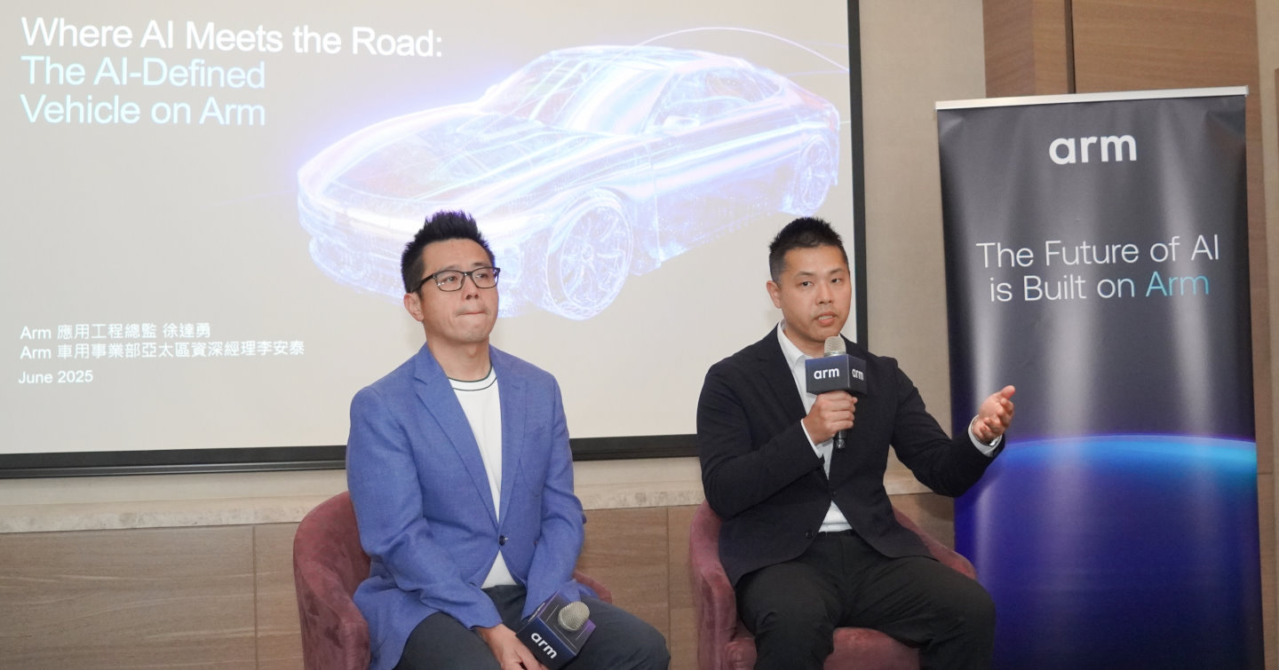 Arm應用工程總監徐達勇與車用事業部亞太區資深經理李安泰在發表會說明Zena CSS車用運算平台的特色。