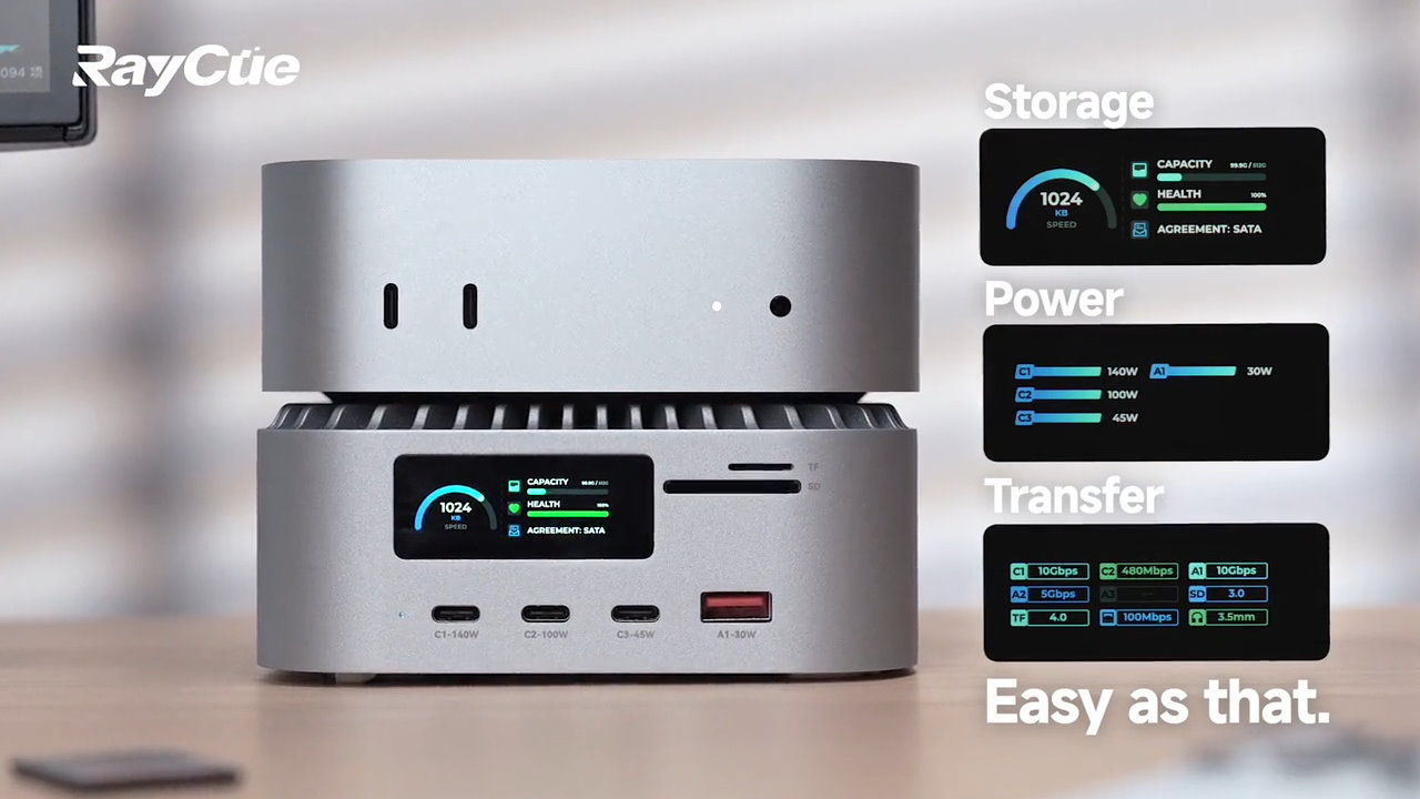RayCue的尺寸與配色與Mac Mini M4相符，外型相當契合。