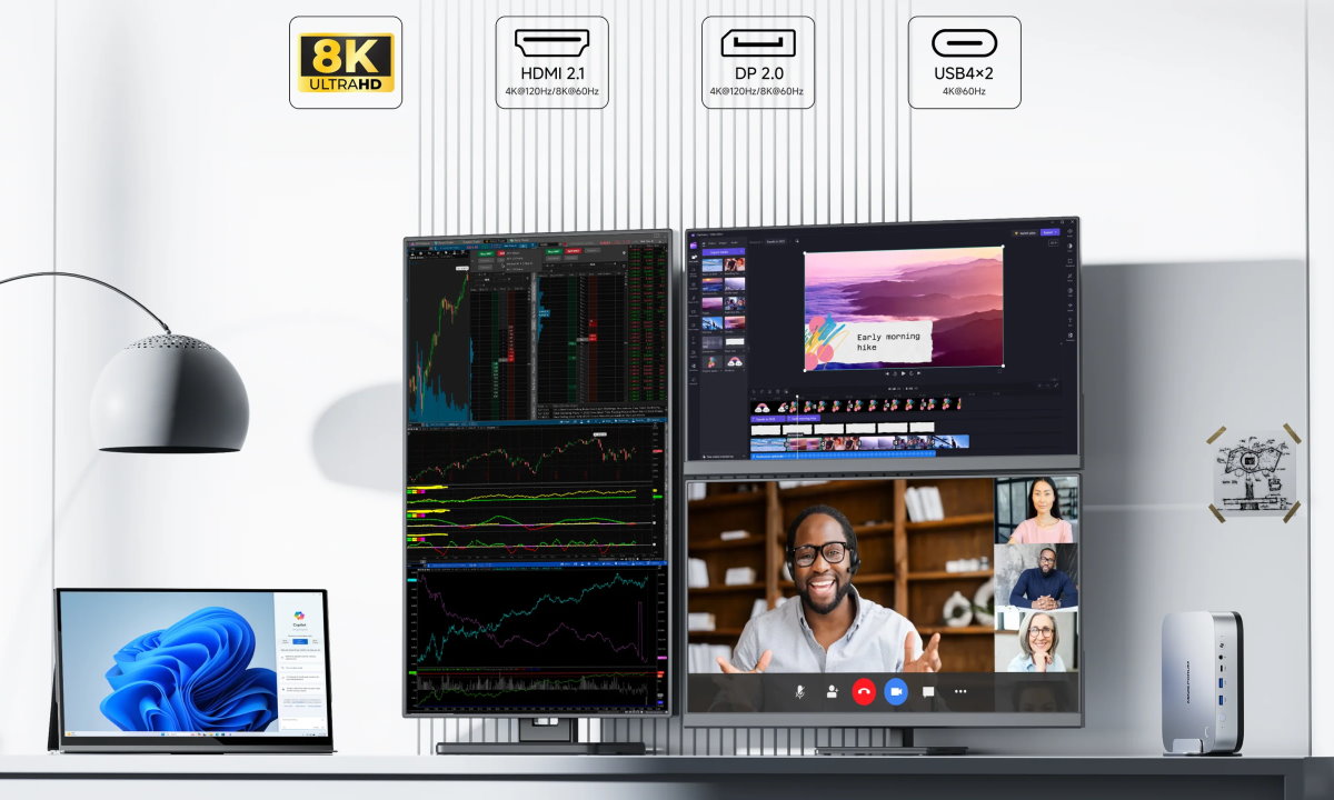 2組USB4與HDMI 2.1、DisplayPort 2.0能夠達成4螢幕輸出功能。