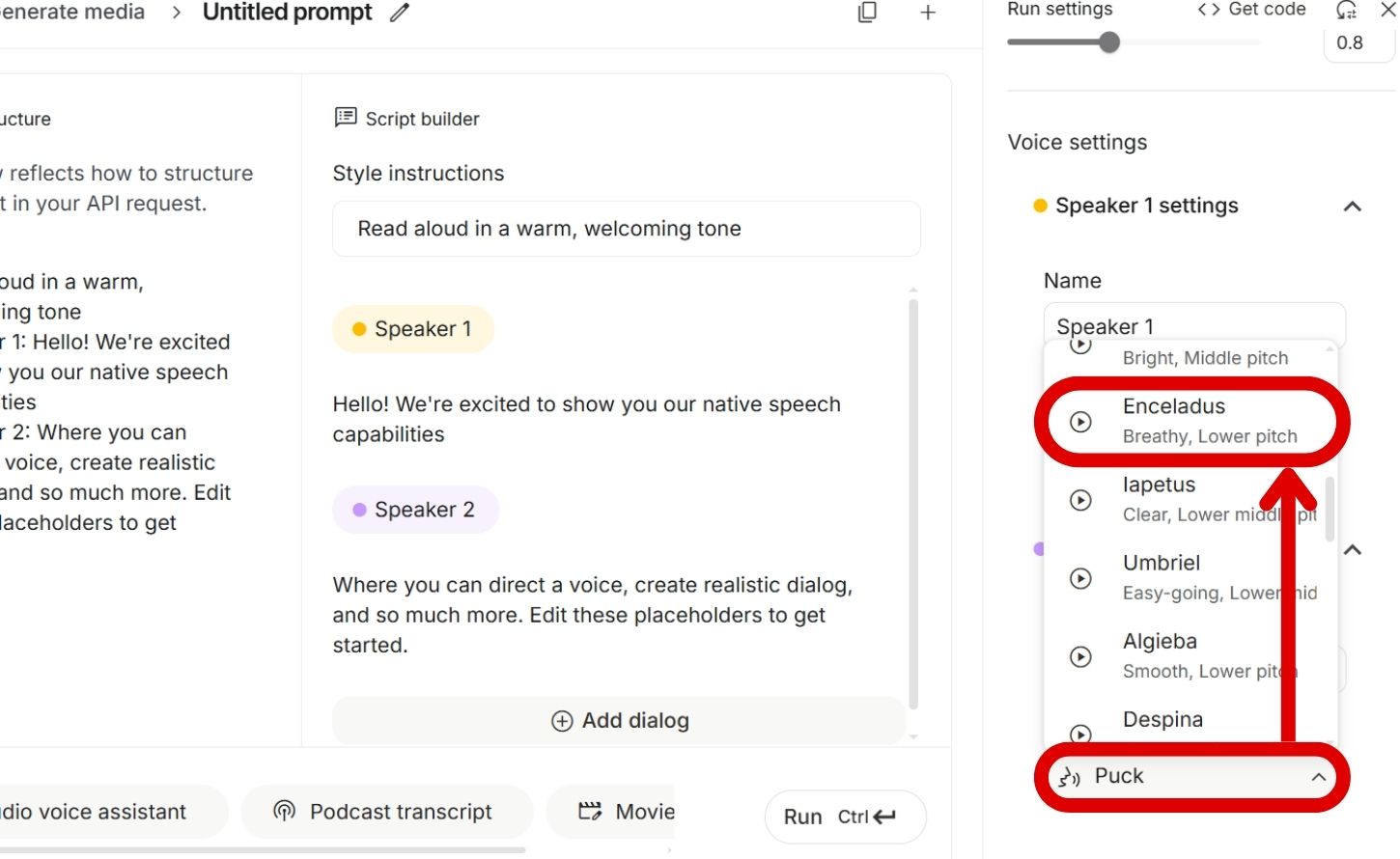 如何用 Google AI Studio 生成腳本，打造單人、雙人 Podcast ，並將音檔下載使用