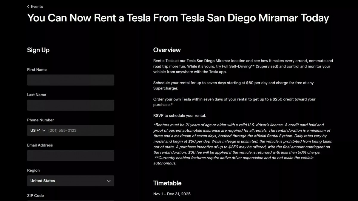目前在加州的聖地牙哥與 Costa Mesa 兩地門市推出自營租車服務,並可能擴展至更多城市。