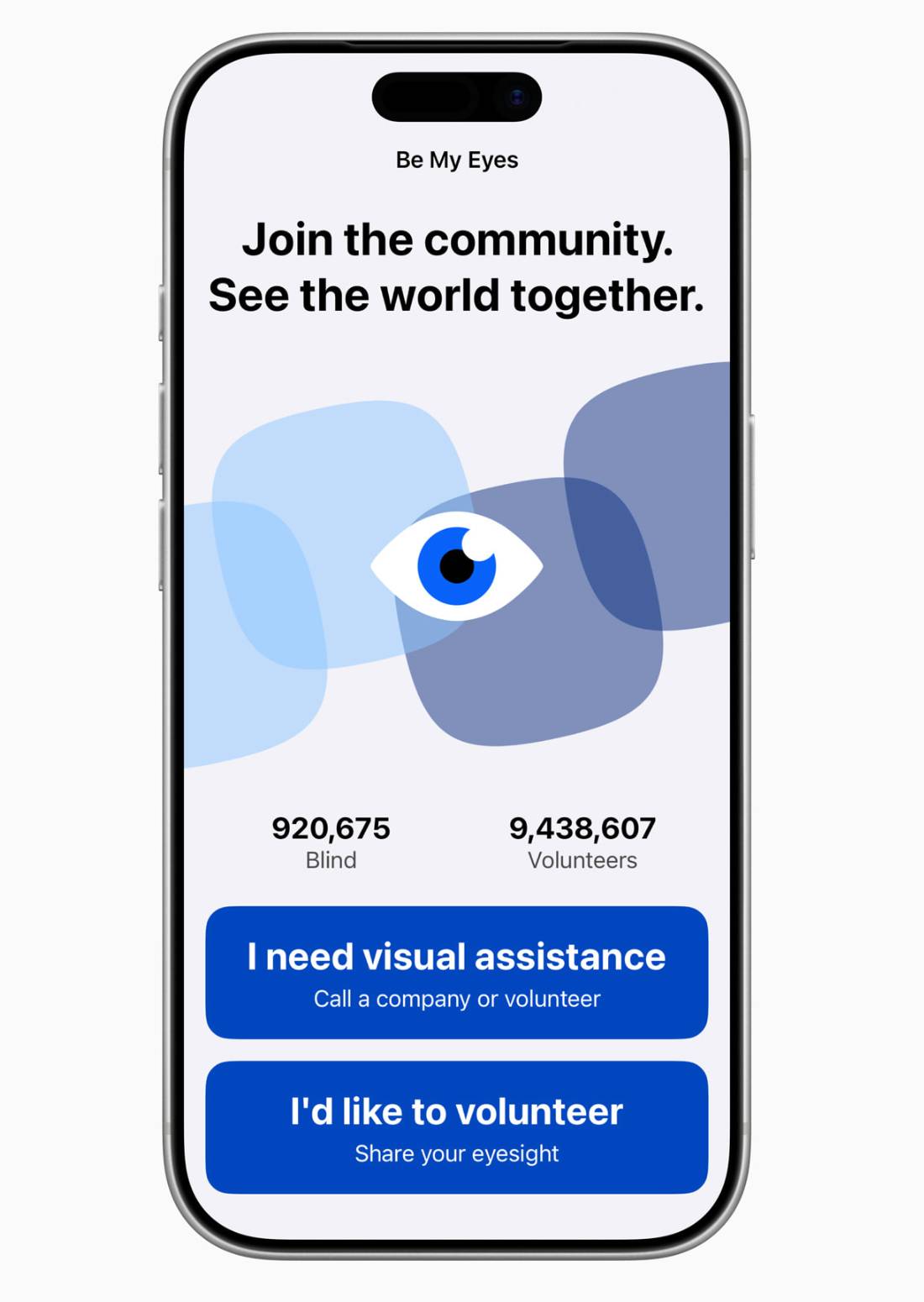 《Be My Eyes》以 AI 與全球志工協助視障與低視能者處理日常任務。