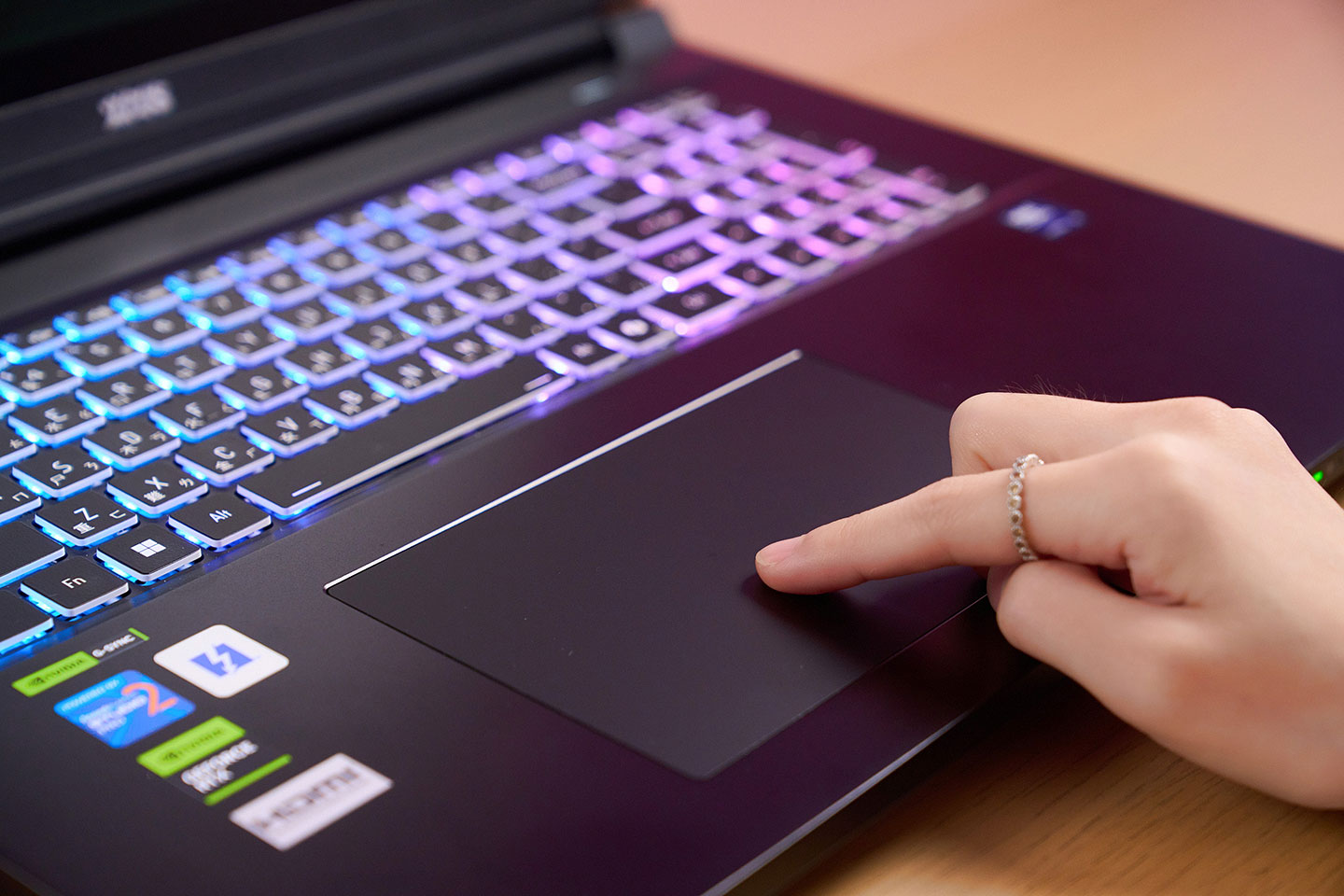 配置的大尺寸無鍵式觸控板手感滑順，大面積操作也更為靈活。