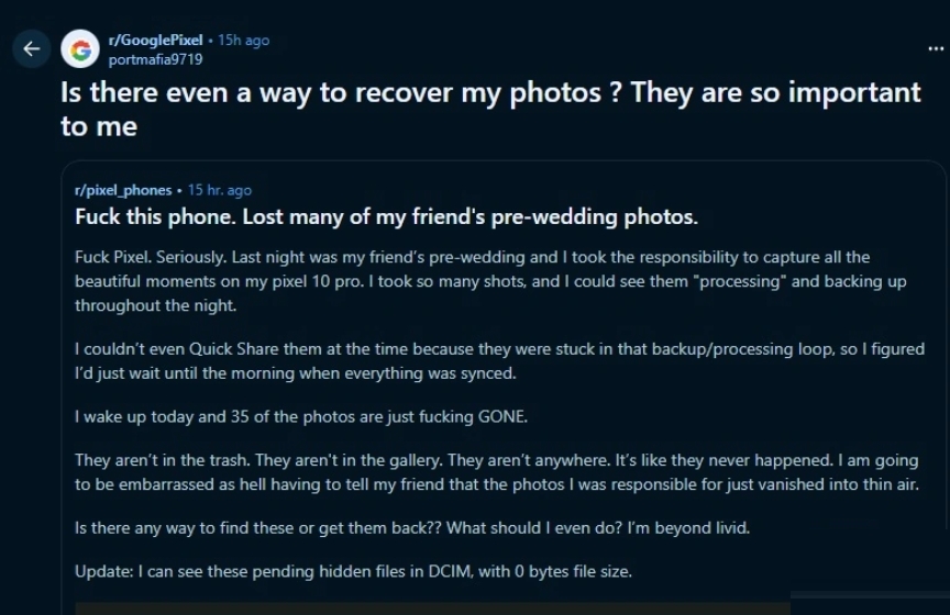 Google Pixel 手機驚傳嚴重錯誤！使用者反映拍好的照片竟然憑空消失