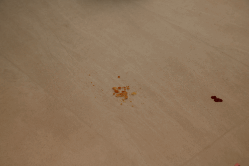 相較之下，在餅乾屑的實測中，Roomba Max 705 Combo 的整體表現則明顯更為穩定，於吸拖同步模式下，無論是顆粒狀碎屑或較細小的殘渣，都能順利被吸入口帶走，拖布也能同步帶走殘留粉末，地板清潔完成後幾乎沒有可見殘留，可見在一般家庭常見的飲食碎屑清潔上，Roomba Max 705 Combo 能有效減少重複清掃的需求。 ▲ 在實際濕拖番茄醬的測試中，可以觀察到 Roomba Max 705 Combo+AutoWash 在面對黏稠型髒污時，整體清潔邏輯偏向「加強處理而非一次帶走」，系統能夠辨識出地板上較髒的區域，並主動在該範圍來回反覆拖拭，加強清潔力道與次數，使滾筒拖布能充分將殘留醬料帶走。實際觀察拖地完成後，地板表面不僅沒有明顯殘留痕跡，整體潔淨度也達到預期水準，濕拖效果表現穩訂且結果令人滿意。