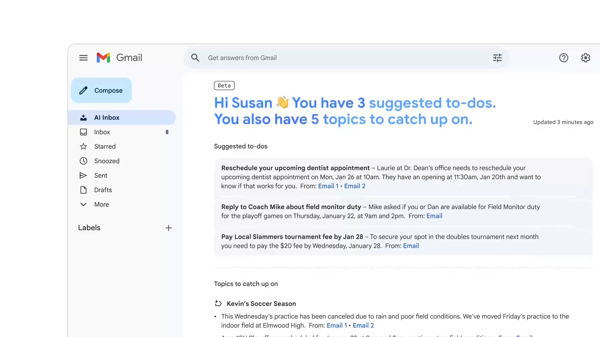 Gmail 邁入 Gemini 時代:AI 摘要、智慧回覆、AI 收件匣 3 大功能上線