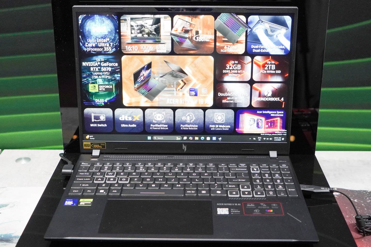 Intel版Nitro V 16 AI最高可選Core Ultra 7 355處理器。