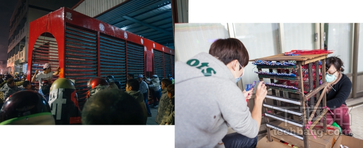 蜂炮的炮台有大有小，最高可達 6 公尺，每年登記參與的炮台約 200 多座。