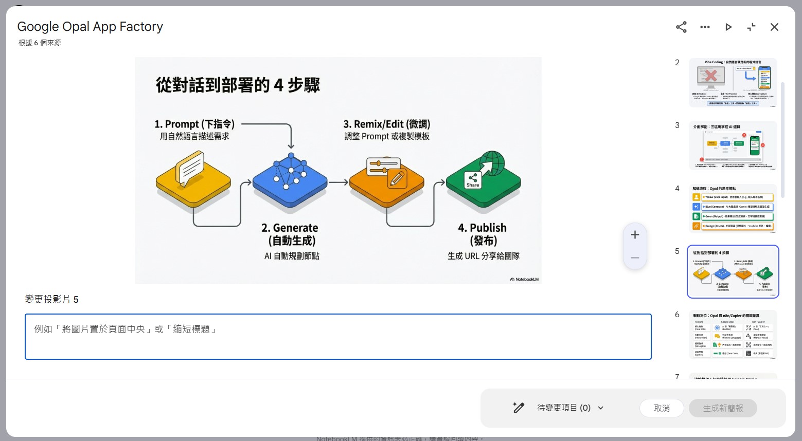 NotebookLM 簡報終於可以修改單一頁面內容、匯出成 PPT，但還是不能直接編輯文字