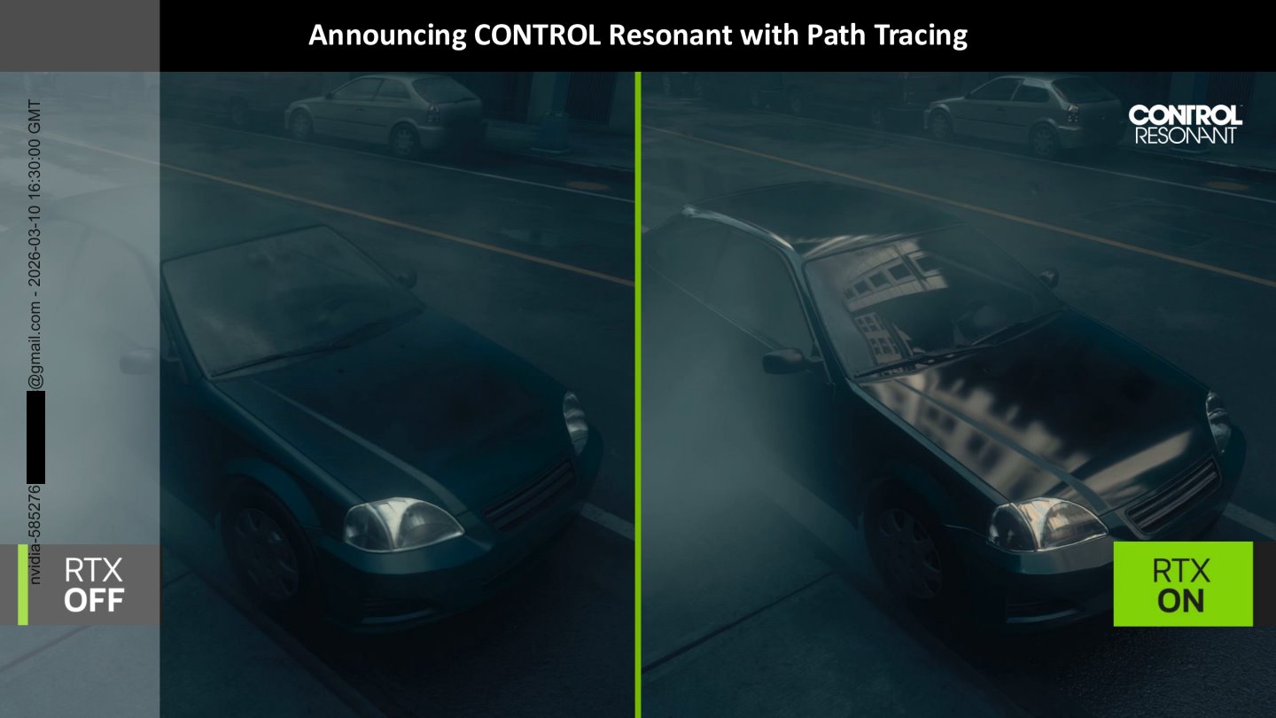 《控制：共鳴》也透過路徑追蹤強化車身金屬反射的效果。