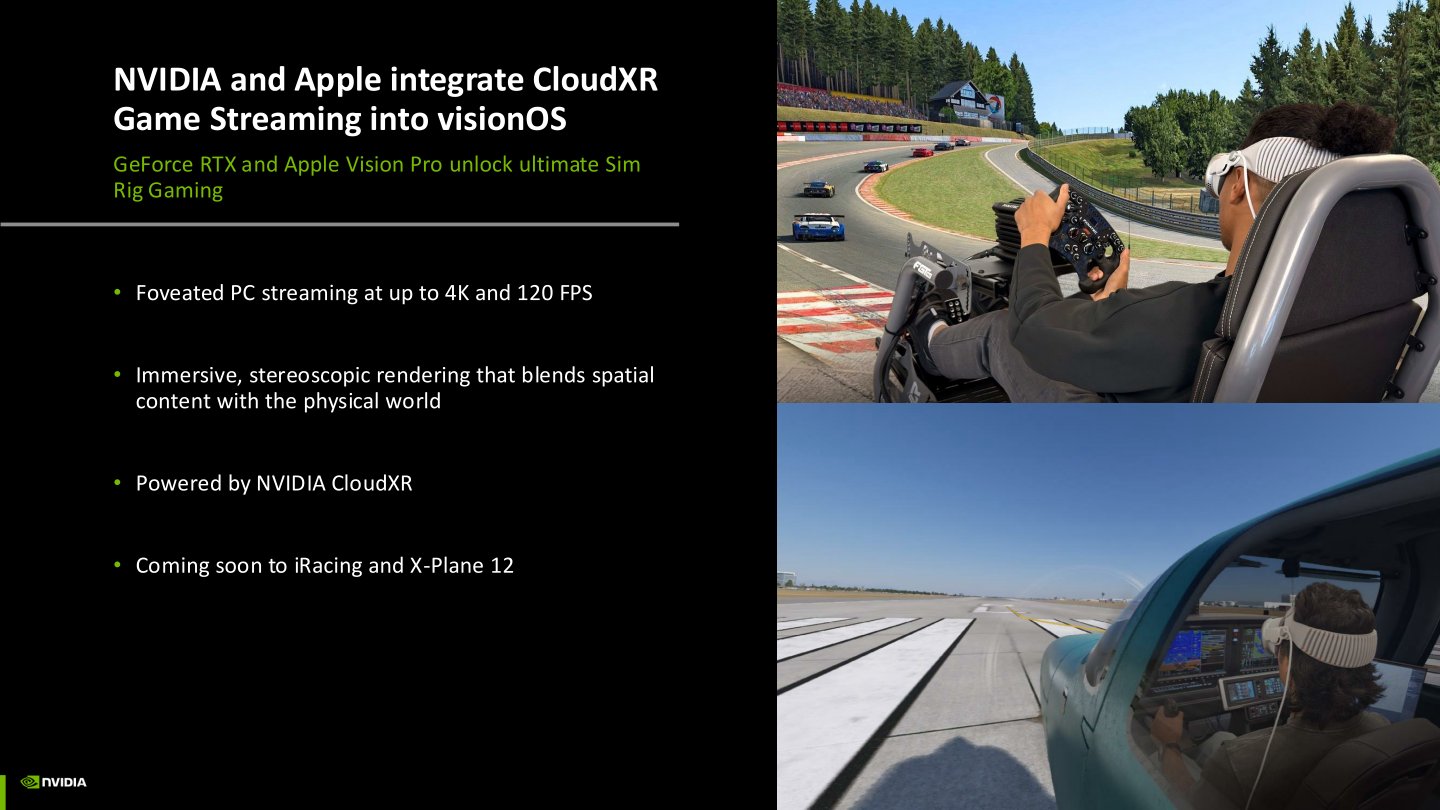 NVIDIA與Apple合作透過CloudXR讓Vision Pro頭戴式顯示器以串流方式執行遊戲。