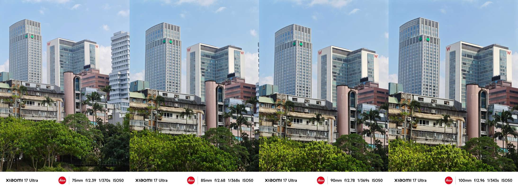 拍攝介面預設了 75mm、85mm、90mm 和 100mm 拍攝焦段。