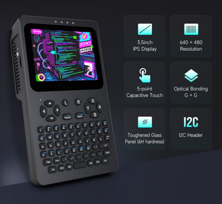 其螢幕解析度為640 x 480，支援5點電容式觸控功能。