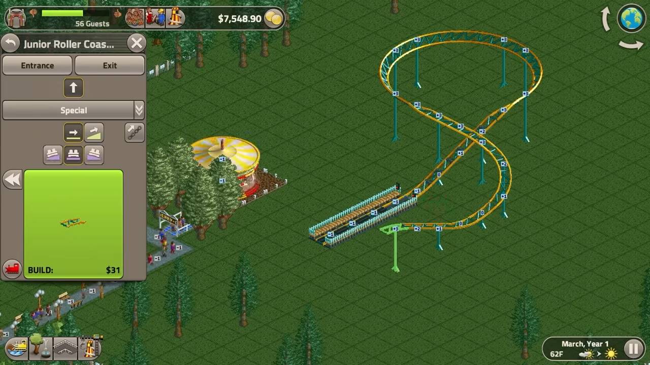 初代《模擬樂園》（RollerCoaster Tycoon）在 Steam 上還可以玩到。